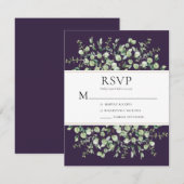 Paarse Eucalyptus Bruiloft RSVP Kaartje (Voorkant / Achterkant)