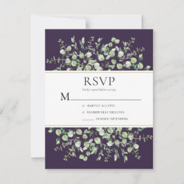 Paarse Eucalyptus Bruiloft RSVP Kaartje
