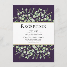 Paarse Eucalyptus Huwelijksreceptie Informatiekaartje