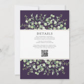 Paarse eucalyptus in één bruiloft kaart (Achterkant)
