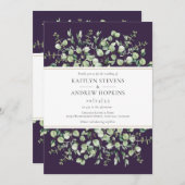 Paarse eucalyptus in één bruiloft kaart (Voorkant / Achterkant)