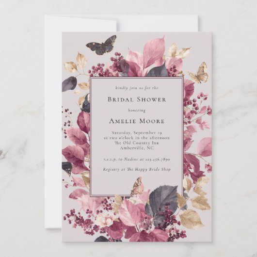 Paarse Eucalyptus Vlinders Herfst Vrijgezellenfees Kaart (Voorkant)