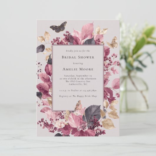 Paarse Eucalyptus Vlinders Herfst Vrijgezellenfees Kaart (Staand voorkant)