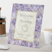 Paarse Euphoria Amethist Edelsteen bruiloft Reclamebord Met Voetstuk (Insitu)