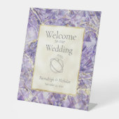 Paarse Euphoria Amethist Edelsteen bruiloft Reclamebord Met Voetstuk (Voorkant)