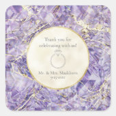 Paarse Euphoria Amethist Edelsteen Illusie Trouwen Vierkante Sticker (Voorkant)