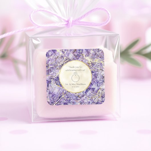 Paarse Euphoria Amethist Edelsteen Illusie Trouwen Vierkante Sticker