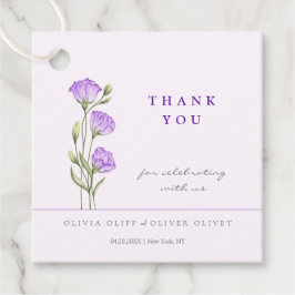 Paarse Eustomas bruiloft dank u Bedankjes Labels