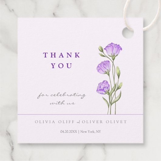 Paarse Eustomas bruiloft dank u Bedankjes Labels (Achterkant)