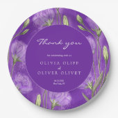 Paarse Eustomas bruiloft dank u Papieren Bordje (Voorkant)