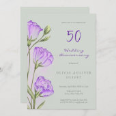 Paarse Eustomas bruiloft Jubileum 50 jaar Kaart (Voorkant / Achterkant)