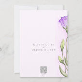 Paarse Eustomas bruiloft Kaart (Achterkant)