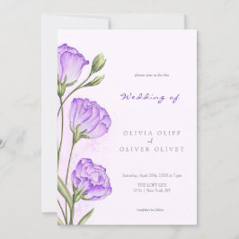 Paarse Eustomas bruiloft Kaart