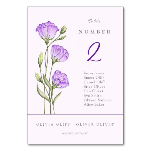 Paarse Eustomas bruiloft Kaart (Achterkant)