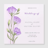 Paarse Eustomas bruiloft Magnetische Uitnodiging (Voorkant)