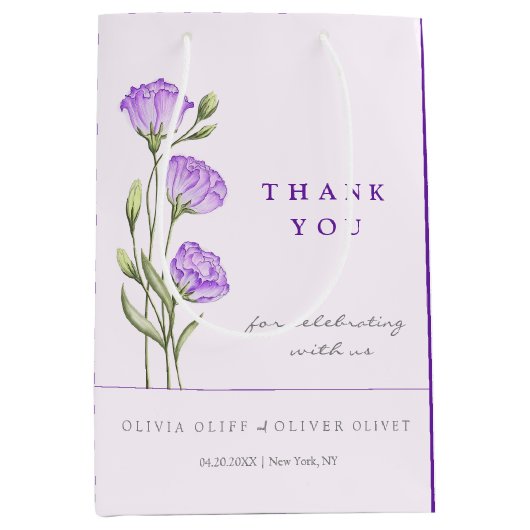 Paarse Eustomas bruiloft Medium Cadeauzakje (Voorkant)