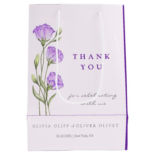 Paarse Eustomas bruiloft Medium Cadeauzakje (Achterkant)