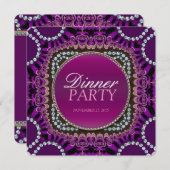 Paarse Exotic Eastern Dinner Party-uitnodiging Kaart (Voorkant / Achterkant)