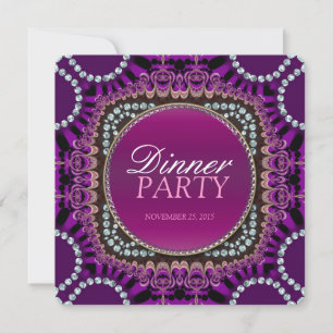 Paarse Exotic Eastern Dinner Party-uitnodiging Kaart