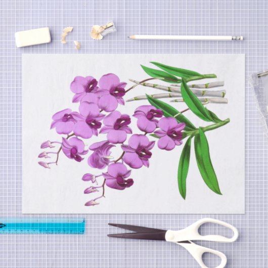  Paarse Exotic Orchid Flower Decoupage Tissuepapier (Craft)