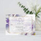 Paarse exotische maaltijdkeuze RSVP kaartje (Staand voorkant)