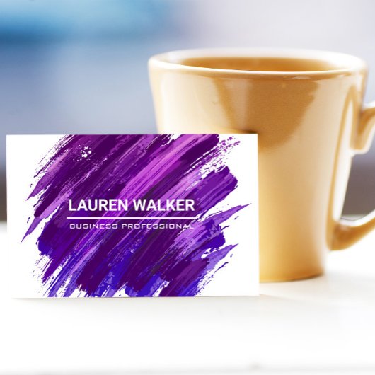 Paarse expressieve verf geborsteld visitekaartje
