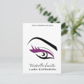 Paarse Eye lange wimpers Lash-uitbreidingspictogra Briefkaart (Staand voorkant)