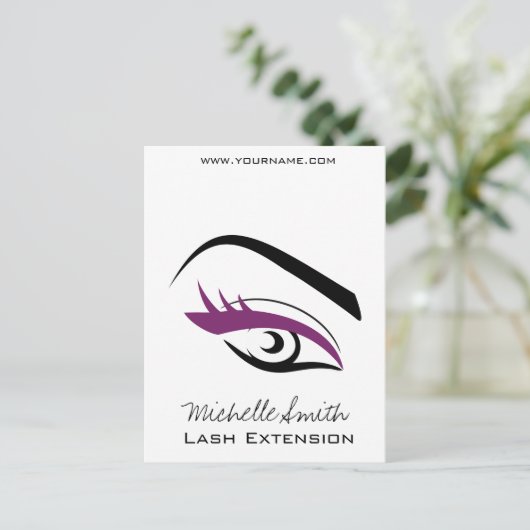 Paarse Eye lange wimpers Lash-uitbreidingspictogra Briefkaart (Staand voorkant)