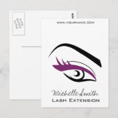 Paarse Eye lange wimpers Lash-uitbreidingspictogra Briefkaart (Voorkant / Achterkant)