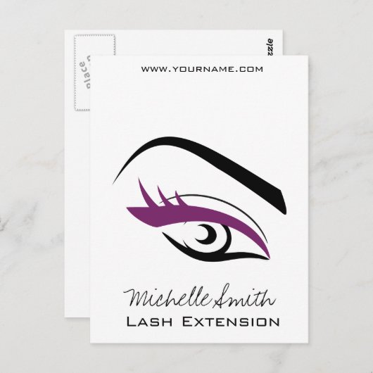 Paarse Eye lange wimpers Lash-uitbreidingspictogra Briefkaart (Voorkant / Achterkant)