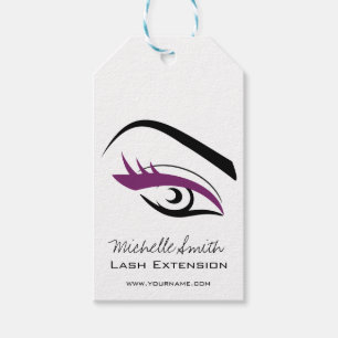 Paarse Eye lange wimpers Lash-uitbreidingspictogra Cadeaulabel