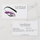 Paarse Eye lange wimpers Lash-uitbreidingspictogra Visitekaartje (Voorkant / Achterkant)
