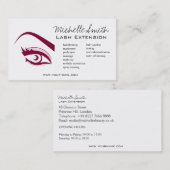 Paarse Eye lange wimpers Lash-uitbreidingspictogra Visitekaartje (Voorkant / Achterkant)