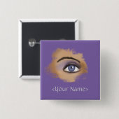 Paarse Eye Makeup Vierkante Button 5,1 Cm (Voorkant /achterkant)