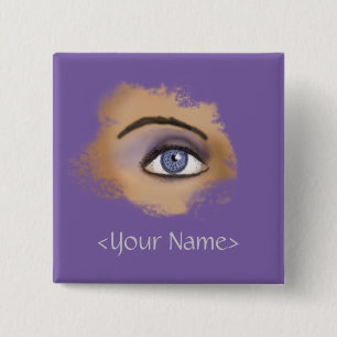Paarse Eye Makeup Vierkante Button 5,1 Cm