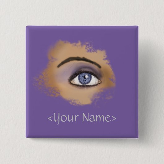 Paarse Eye Makeup Vierkante Button 5,1 Cm (Voorkant)