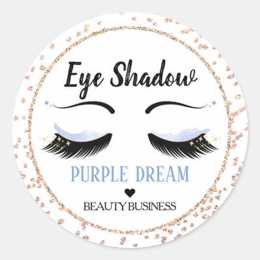 Paarse Eye Shadow Glitter Wimpers Sticker Label (Voorkant)