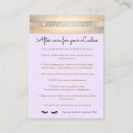 Paarse Eyelash Extensions nazorginstructies Aanbevelingskaartje
