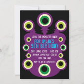 Paarse Eyes Monster Birthday Party Invitations Kaart (Voorkant)