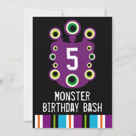 Paarse Eyes Monster Birthday Party Invitations Kaart (Achterkant)