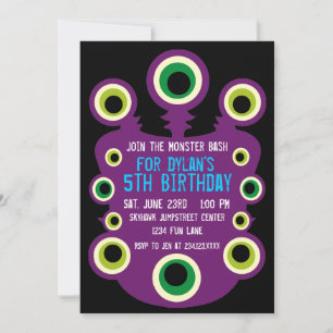 Paarse Eyes Monster Birthday Party Invitations Kaart