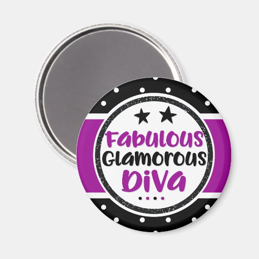 Paarse fabelachtige glamoureuze diva magneet (Voorkant / Achterkant)
