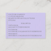 Paarse Fabric designer mode couture Visitekaartje (Achterkant)