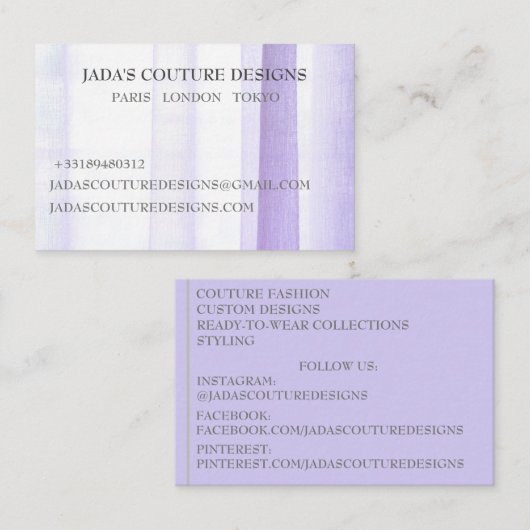 Paarse Fabric designer mode couture Visitekaartje (Voorkant / Achterkant)