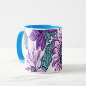Paarse Fabric Flowers Mok (Voorkant links)