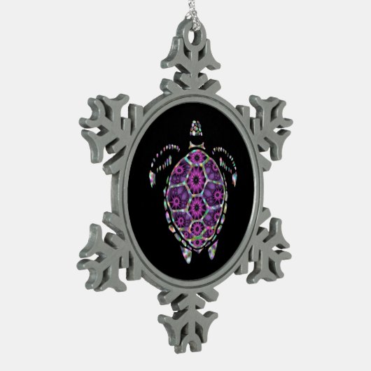 Paarse Factual Turtle Shell Tin Sneeuwvlok Ornament (Links)