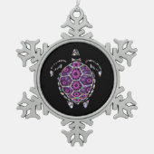 Paarse Factual Turtle Shell Tin Sneeuwvlok Ornament (Voorkant)