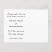 Paarse fade foto Sla het datum Briefkaart op (Achterkant)