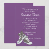 Paarse Fade Star Sneakers Bat Mitzvah Uitnodiging (Voorkant / Achterkant)
