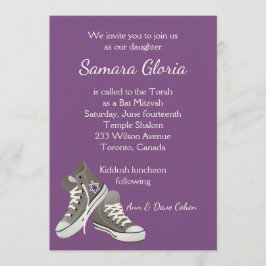 Paarse Fade Star Sneakers Bat Mitzvah Uitnodiging